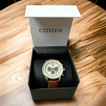 Citizen Eco-Drive Chronograph Leather Strap Men's Watch