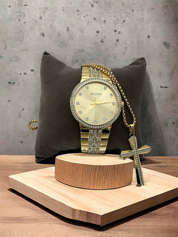 Men's Crystal Gold-Tone Stainless Steel Bracelet Watch 40mm