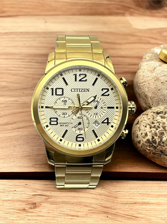 Men's Chronograph Quartz Gold-Tone Stainless Steel Bracelet Watch 42mm