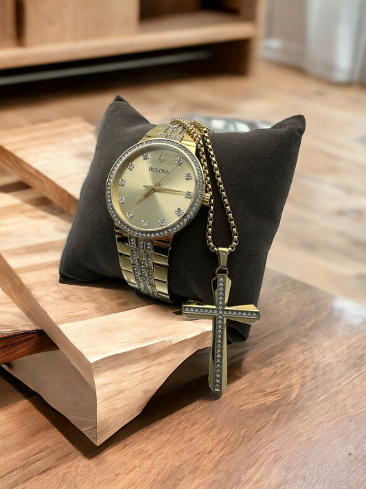 Men's Crystal Gold-Tone Stainless Steel Bracelet Watch 40mm