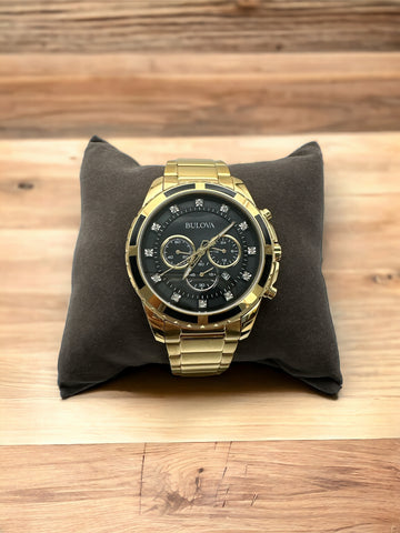 Bulova Mens Gold Tone Stainless Steel Bracelet Watch 97d121